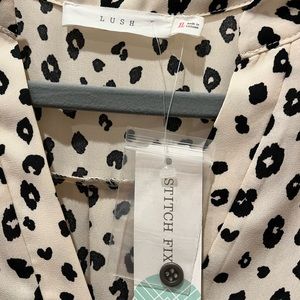 Lush white and black animal print dress top Stitch Fix sz XL NWT